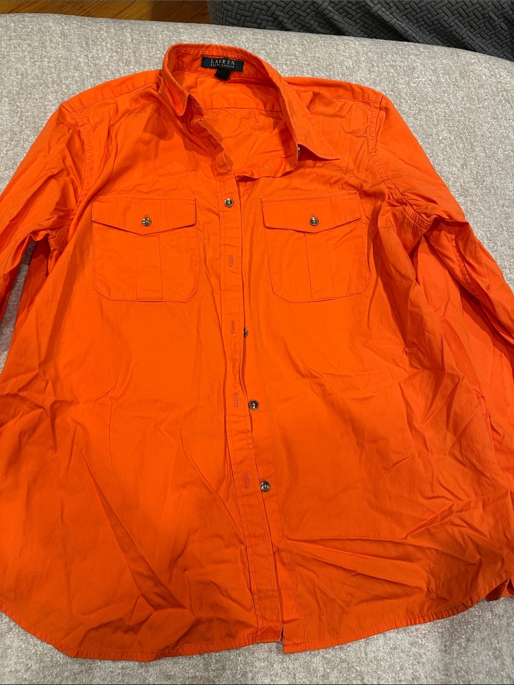 Lauren Ralph Lauren Bright Orange Men's Button-Up Shirt Jacket